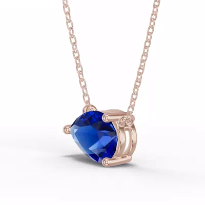 Pear-Shaped Sapphire East-West Solitaire Necklace