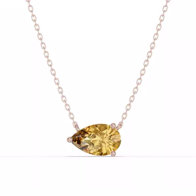 Pear-Shaped Citrine East-West Solitaire Necklace