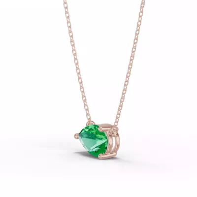Pear-Shaped Emerald East-West Solitaire Necklace