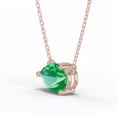 Pear-Shaped Emerald East-West Solitaire Necklace