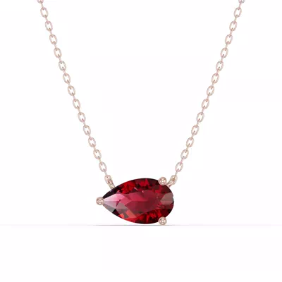 Pear-Shaped Garnet East-West Solitaire Necklace
