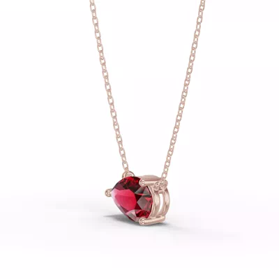 Pear-Shaped Garnet East-West Solitaire Necklace