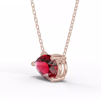 Pear-Shaped Garnet East-West Solitaire Necklace