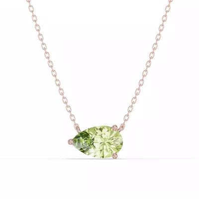 Pear-Shaped Peridot East-West Solitaire Necklace