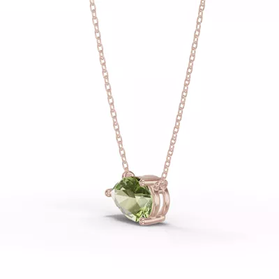 Pear-Shaped Peridot East-West Solitaire Necklace