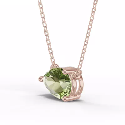 Pear-Shaped Peridot East-West Solitaire Necklace