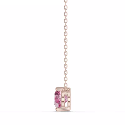 Pear-Shaped Pink Tourmaline East-West Solitaire Necklace