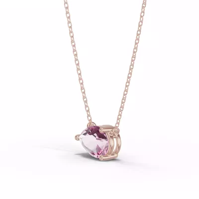 Pear-Shaped Pink Tourmaline East-West Solitaire Necklace