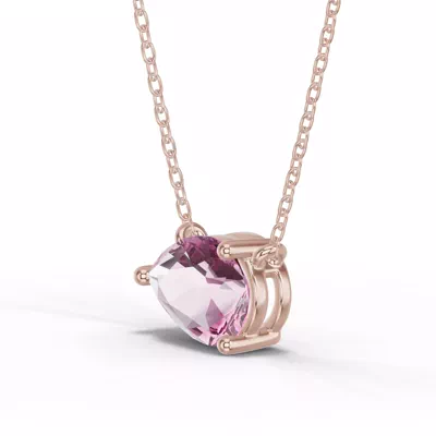 Pear-Shaped Pink Tourmaline East-West Solitaire Necklace