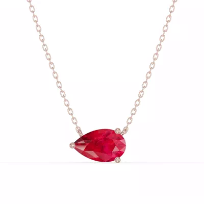 Pear-Shaped Ruby East-West Solitaire Necklace