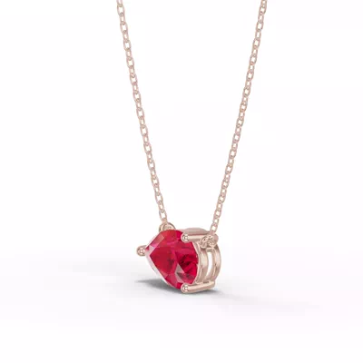 Pear-Shaped Ruby East-West Solitaire Necklace