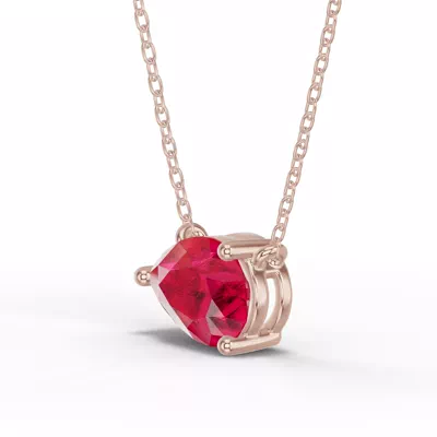 Pear-Shaped Ruby East-West Solitaire Necklace