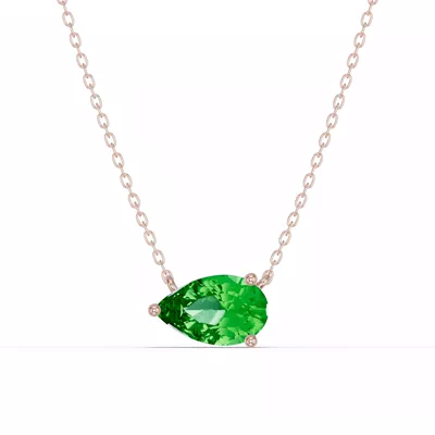 Pear-Shaped Tsavorite East-West Solitaire Necklace
