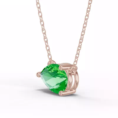 Pear-Shaped Tsavorite East-West Solitaire Necklace
