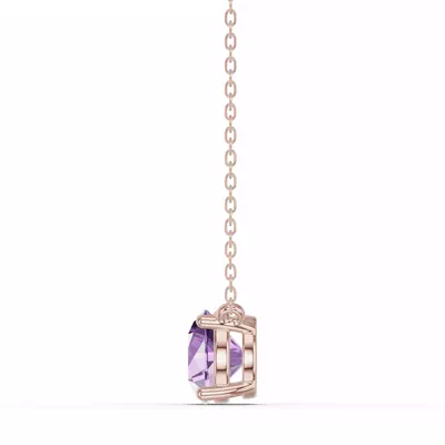 Round Amethyst Solitaire Necklace