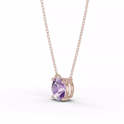 Round Amethyst Solitaire Necklace