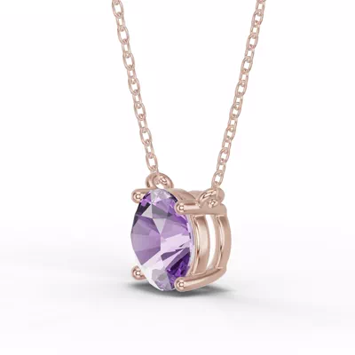 Round Amethyst Solitaire Necklace