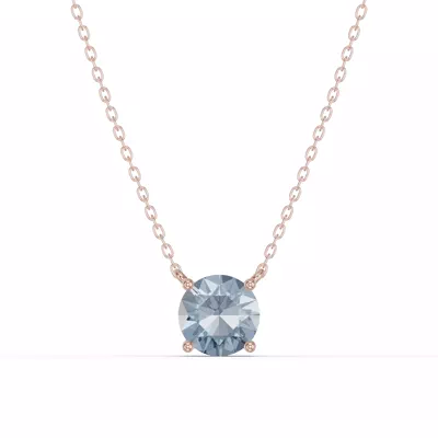 Round Aquamarine Solitaire Necklace