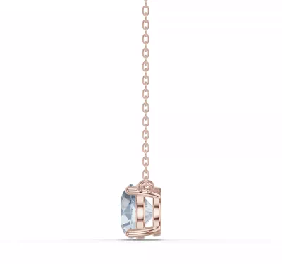 Round Aquamarine Solitaire Necklace