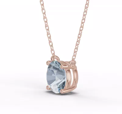 Round Aquamarine Solitaire Necklace