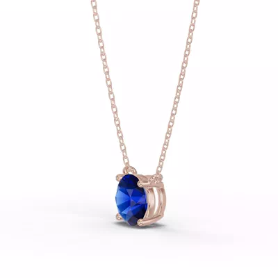 Round Sapphire Solitaire Necklace