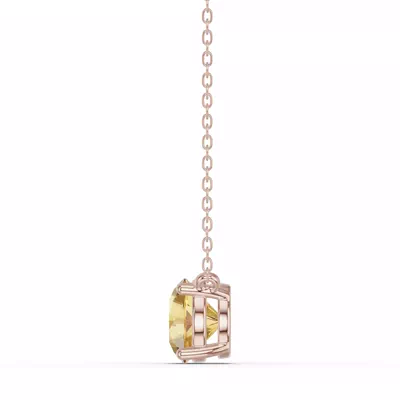 Round Citrine Solitaire Necklace