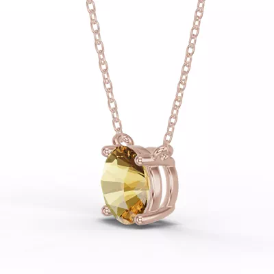 Round Citrine Solitaire Necklace