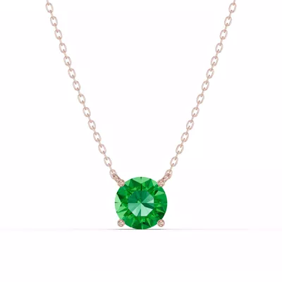 Round Emerald Solitaire Necklace