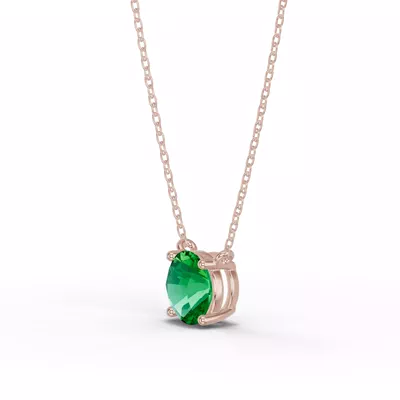 Round Emerald Solitaire Necklace