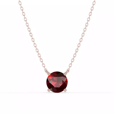 Round Garnet Solitaire Necklace