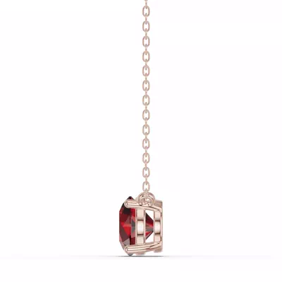 Round Garnet Solitaire Necklace