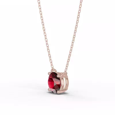 Round Garnet Solitaire Necklace