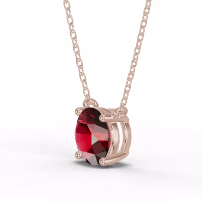 Round Garnet Solitaire Necklace