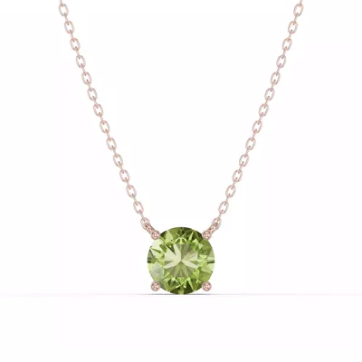 Round Peridot Solitaire Necklace