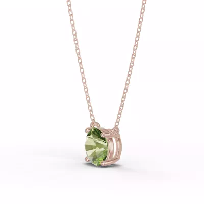 Round Peridot Solitaire Necklace