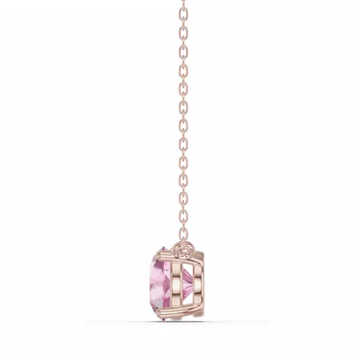 Round Pink Tourmaline Solitaire Necklace