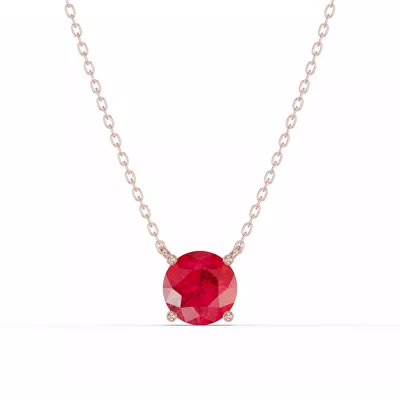 Round Ruby Solitaire Necklace