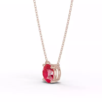 Round Ruby Solitaire Necklace