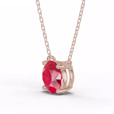 Round Ruby Solitaire Necklace