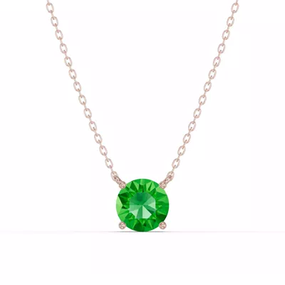 Round Tsavorite Solitaire Necklace