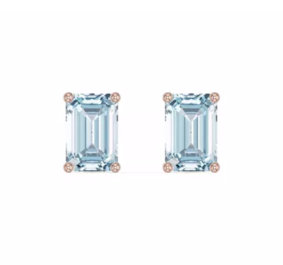 Emerald-Cut Aquamarine Stud Earrings