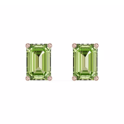 Emerald-Cut Peridot Stud Earrings