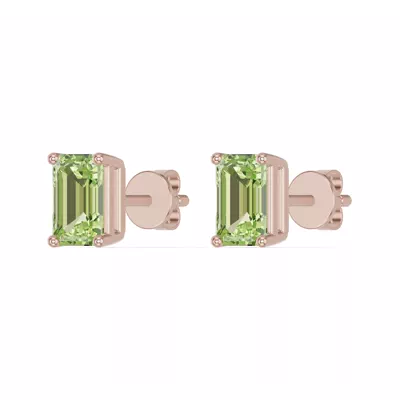 Emerald-Cut Peridot Stud Earrings
