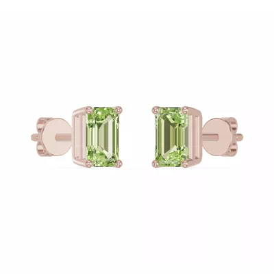 Emerald-Cut Peridot Stud Earrings