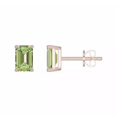 Emerald-Cut Peridot Stud Earrings