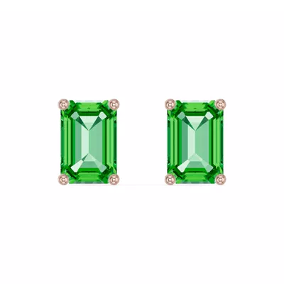 Emerald-Cut Tsavorite Stud Earrings