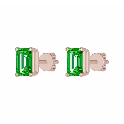 Emerald-Cut Tsavorite Stud Earrings