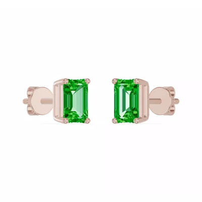 Emerald-Cut Tsavorite Stud Earrings