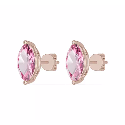 Marquise Pink Tourmaline Stud Earrings