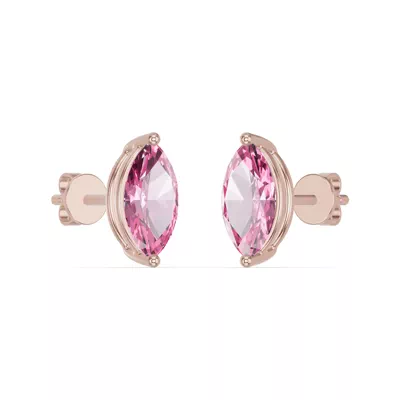Marquise Pink Tourmaline Stud Earrings